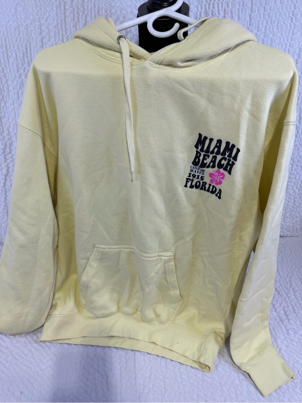 CO Yellow Crewneck Hoodie with Miami Beach Graphic